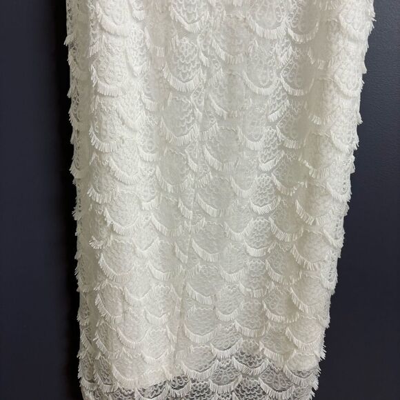 Lulus Blissful Effect White Lace Textured Lace-Up Cutout Maxi Dress Small NEW - Picture 10 of 16